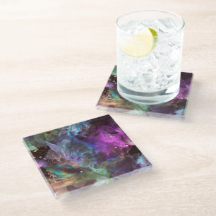 Colourful Abstract Art  Space Nebula Glass Coaster