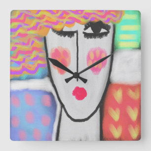 Colourful Abstract Art Square Wall Clock