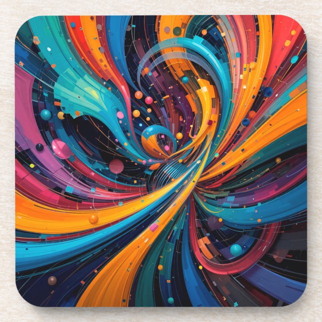 🎨 Colourful Abstract Art Vibrant Modern Painting Coaster (Front)