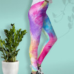 Colourful Abstract Art Vibrant Purple Pink Blue Fu Leggings<br><div class="desc">These colourful leggings are designed using my original abstract art created with inks in vibrant shades of bright pink,  aqua blue,  lemon yellow,  and purple.  These fun,  funky leggings make great modern trendy yoga or workout and exercise pants or are great for just lounging around.</div>