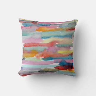 Colourful Abstract Art Watercolor Brush Strokes    Cushion