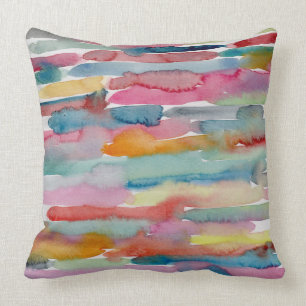 Colourful Abstract Art Watercolor Brush Strokes   Cushion