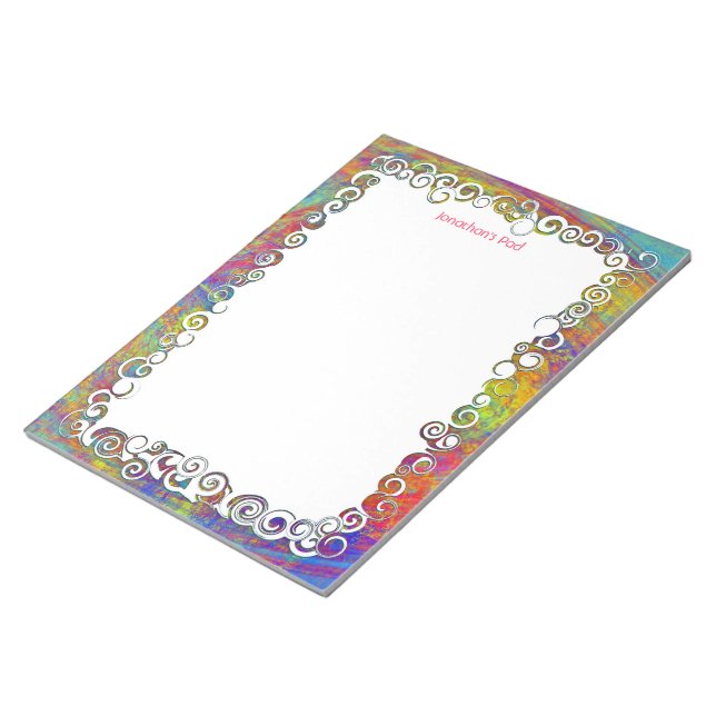 Colourful Abstract Art Waves Custom Notepad (Angled)