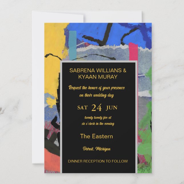 Colourful Abstract Art Wedding Invitation | Custom (Front)