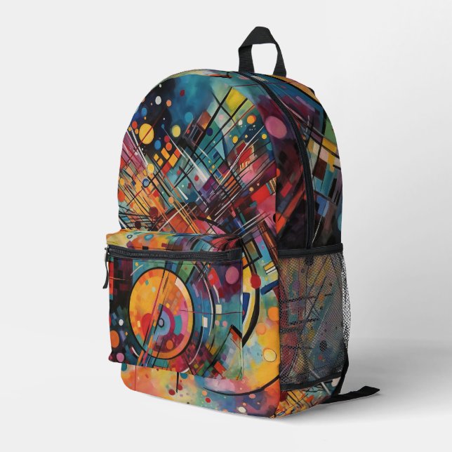 Colourful Abstract Artist Printed Backpack (Back Corner Right)