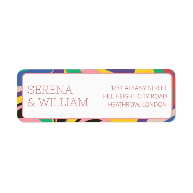Colourful Abstract Artistic Wedding Return Address Label (Front)