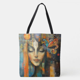 Colourful Abstract Artsy Face Tote Bag