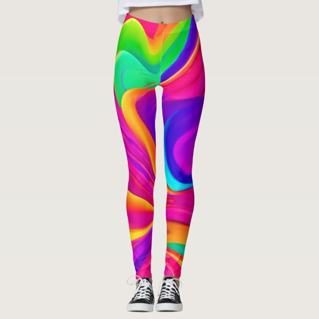 Colourful Abstract Artwork Leggings (Front)