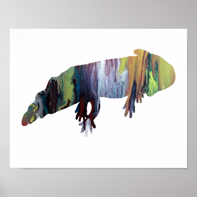 Colourful abstract axolotl silhouette poster (Front)