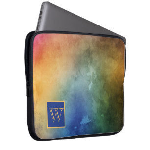 Colourful Abstract Background with Monogram Laptop Sleeve