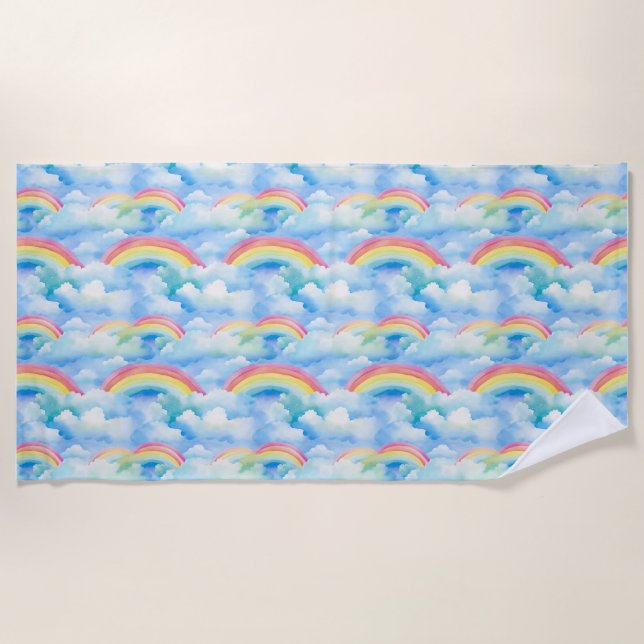 Colourful Abstract Background with Rainbows Beach Towel (Front)