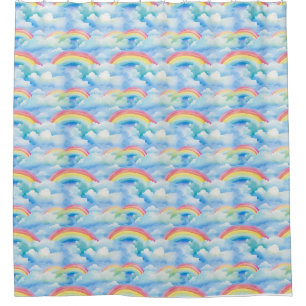 Colourful Abstract Background with Rainbows Shower Curtain