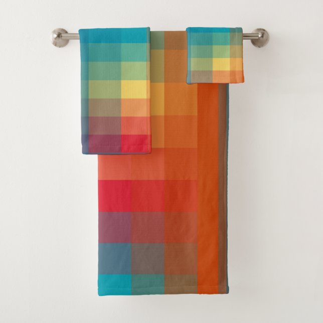 Colourful Abstract Bath Towel Set (Insitu)
