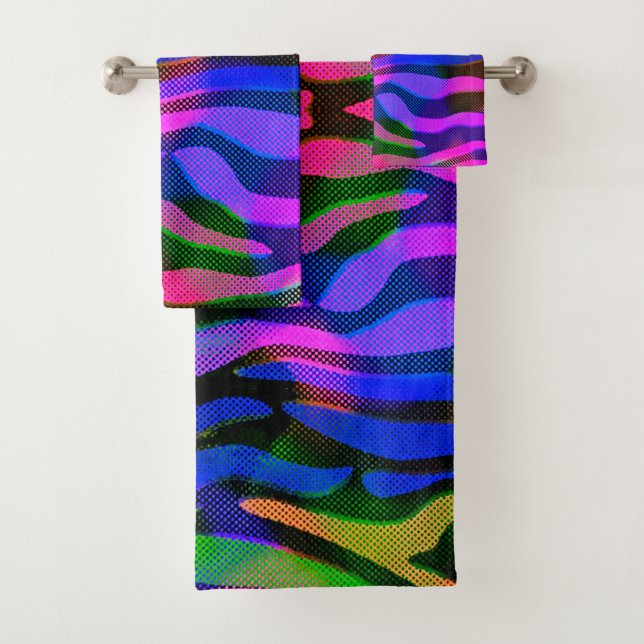 Colourful Abstract Bathroom Set of Towels (Insitu)