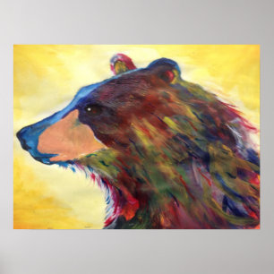 Colourful Abstract Bear Art Poster