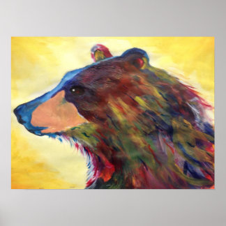 Colourful Abstract Bear Art Poster
