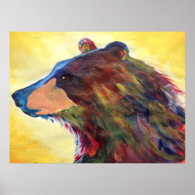 Colourful Abstract Bear Art Poster (Front)