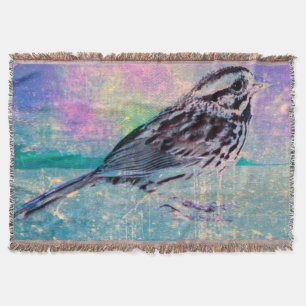 Colourful Abstract Bird Art: Vibrant Songbird Throw Blanket