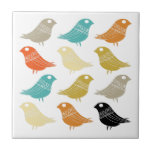 Colourful Abstract Birds Mid-century Modern Ceramic Tile<br><div class="desc">This fabulous mid century modern tile features rows of bright birds,  in the colours of turquoise,  orange,  cream,  green,  tan,  and black. This will make a fabulous addition to your kitchen decor!</div>