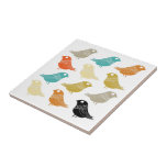 Colourful Abstract Birds Mid-century Modern Ceramic Tile<br><div class="desc">This fabulous mid century modern tile features rows of bright birds,  in the colours of turquoise,  orange,  cream,  green,  tan,  and black. This will make a fabulous addition to your kitchen decor!</div>