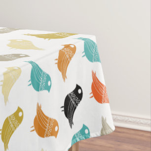 Colourful Abstract Birds Mid Century Retro Tablecloth