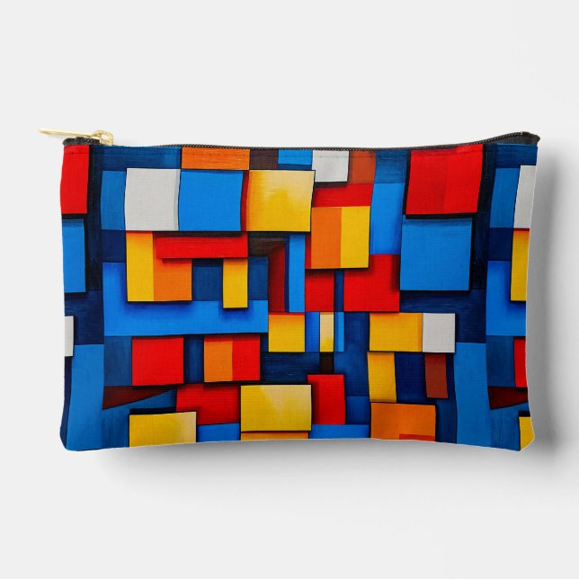 Colourful abstract blocks accessory pouch (Front)
