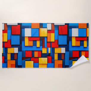 Colourful abstract blocks beach towel