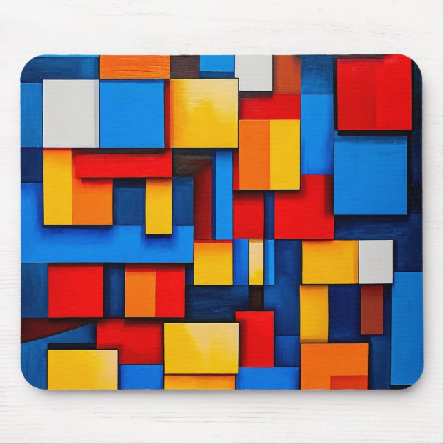 Colourful abstract blocks mouse pad (Front)