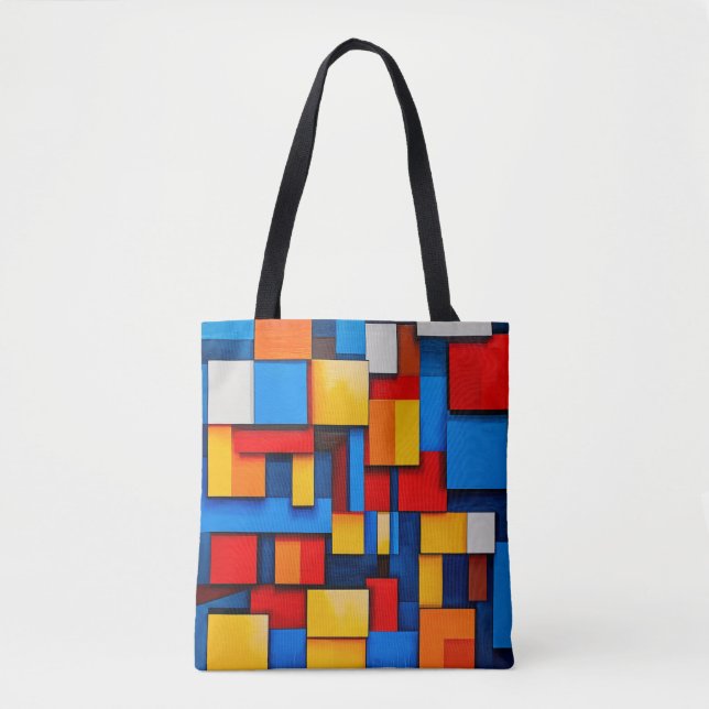 Colourful abstract blocks tote bag (Front)
