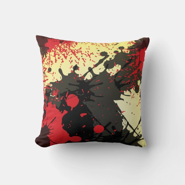 Colourful Abstract Blotches of Paint Cushion (Front)