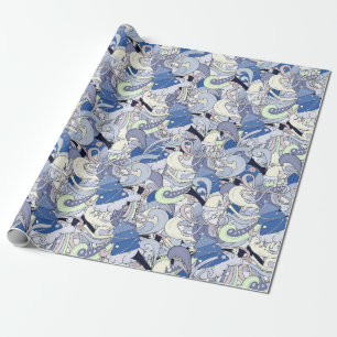 Colourful Abstract Blue Christmas Wrapping Paper