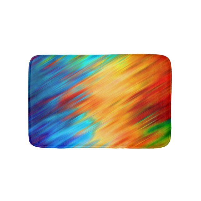 Colourful Abstract Blue Orange Flare Bath Mat (Front)