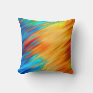 Colourful Abstract Blue Orange Flare Cushion