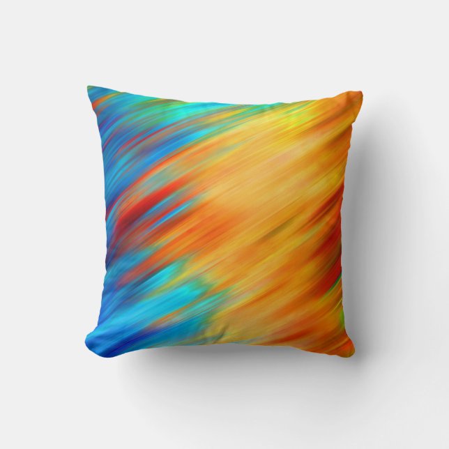 Colourful Abstract Blue Orange Flare Cushion (Front)