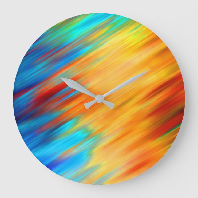 Colourful Abstract Blue Orange Flare Large Clock (Front)