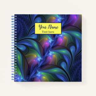 Colourful Abstract Blue Pink Green Fractal Art Nam Notebook