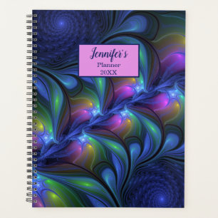 Colourful Abstract Blue Pink Green Fractal Art Nam Planner