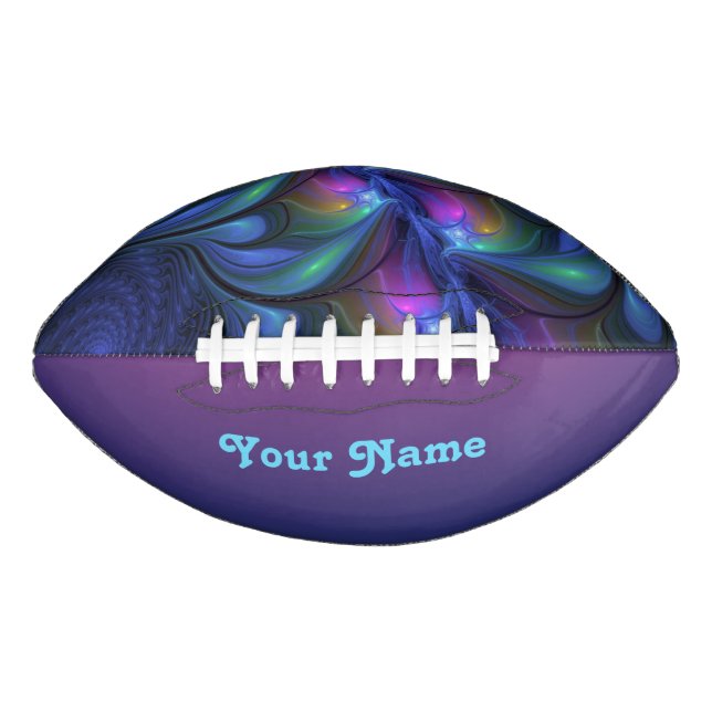 Colourful Abstract Blue Pink Green Fractal Own Nam Football (Front)