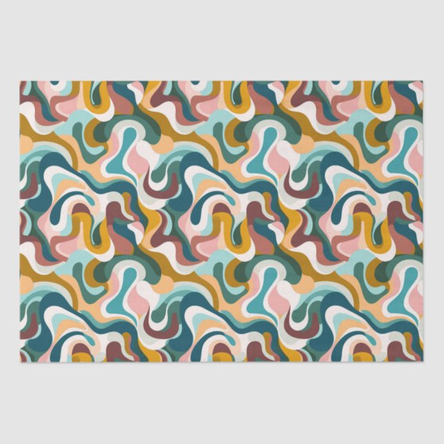 Colourful abstract boho swirly shapes pattern tissue paper (Front)