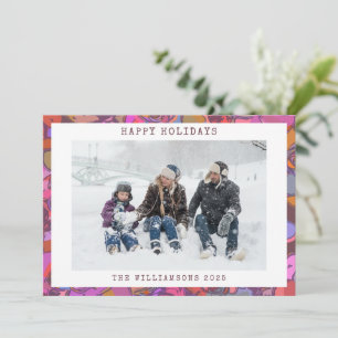 Colourful Abstract Border Custom Family Photo Holiday Card