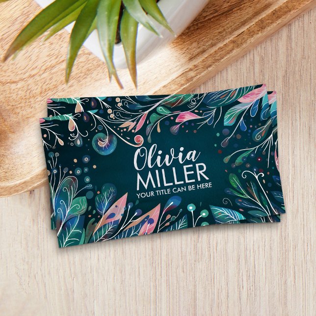 Colourful Abstract Botanical Art  Business Card (Creator Uploaded)