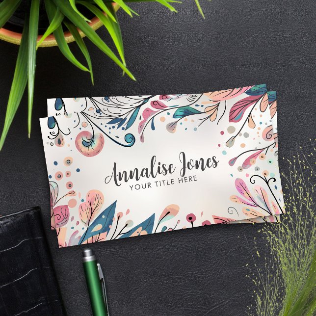Colourful Abstract Botanical Art  Business Card (Creator Uploaded)
