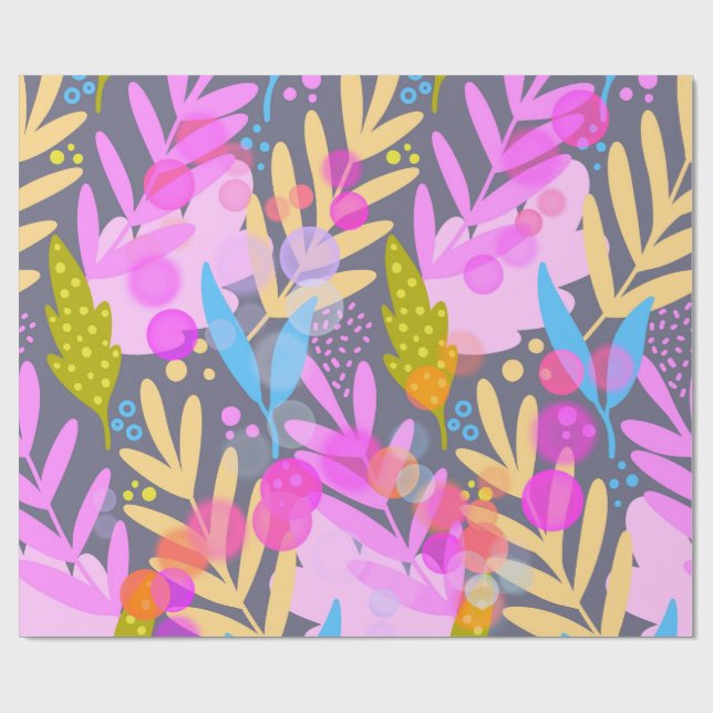 Colourful Abstract Botanical Pattern Wrapping Pape Paper (Flat)