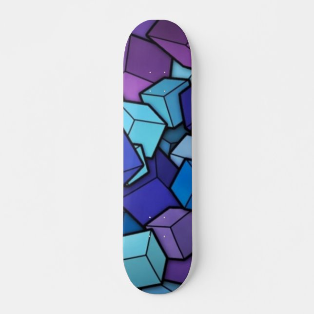 Colourful Abstract Boxes Skateboard (Front)
