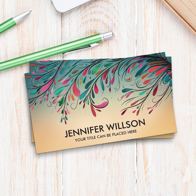 Colourful Abstract Branch Art  Business Card (Creator Uploaded)