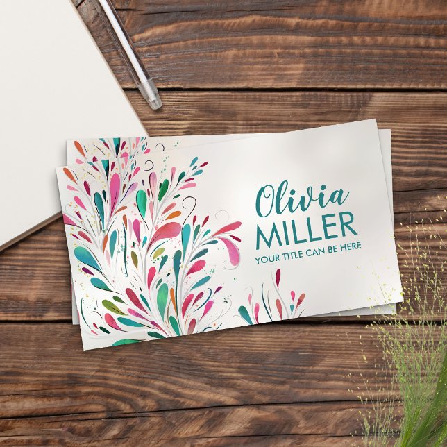 Colourful Abstract Branch Art  Business Card (Creator Uploaded)