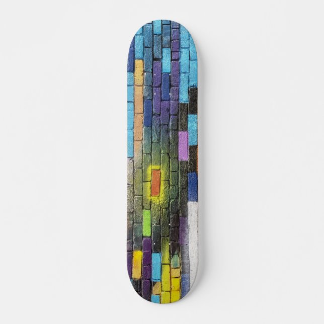 Colourful Abstract Brick Art Skateboard (Front)