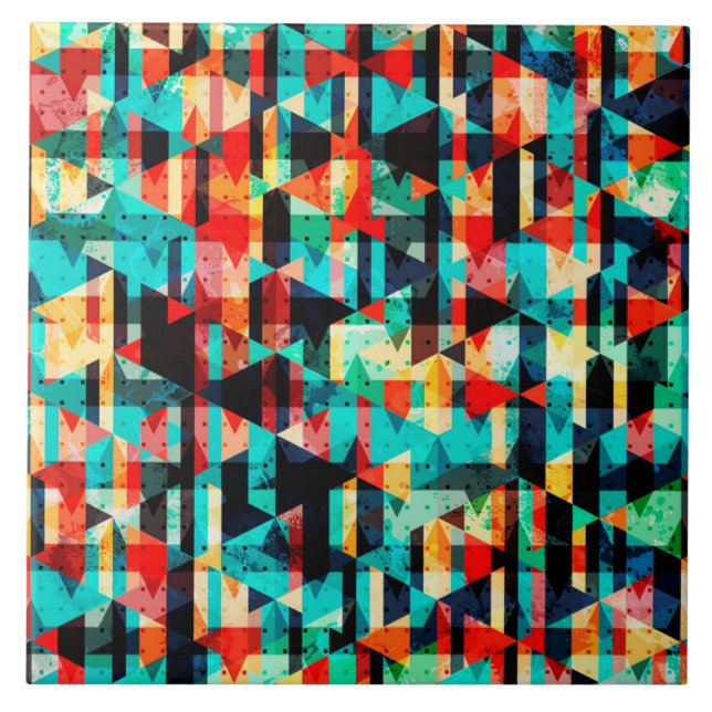 Colourful abstract bright element design ceramic tile (Front)