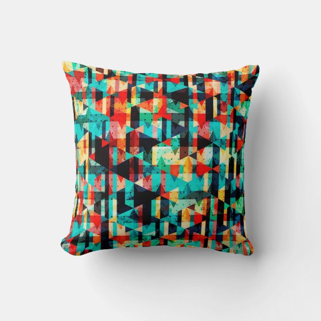Colourful abstract bright element design cushion (Front)