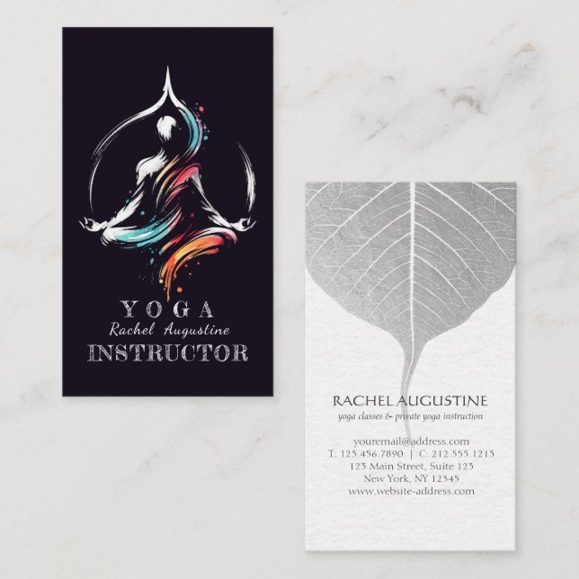 Colourful Abstract Brush Logo Meditation Instructo Business Card (Front/Back)